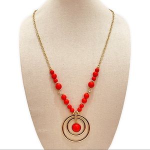 Vintage Inspired Gold and Orange Beaded Statement Necklace